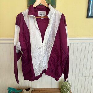 Vintage 90s Morgan Square Nylon Windbreaker Jacket Purple & White Large